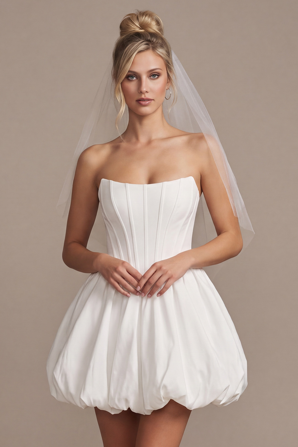 White Corset A Line Mini Wedding Dress