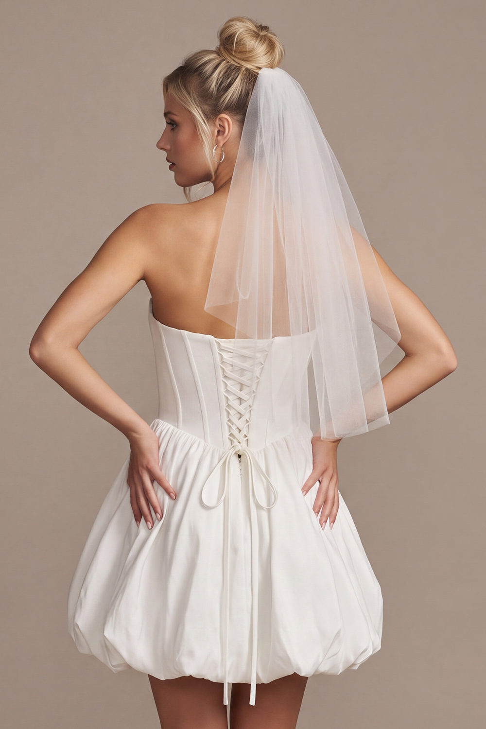 White Corset A Line Mini Wedding Dress