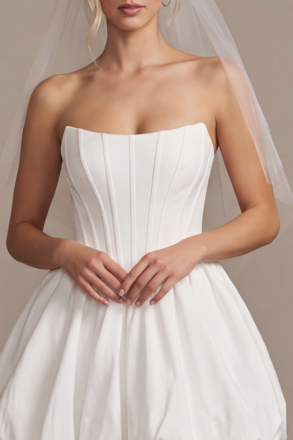 White Corset A Line Mini Wedding Dress