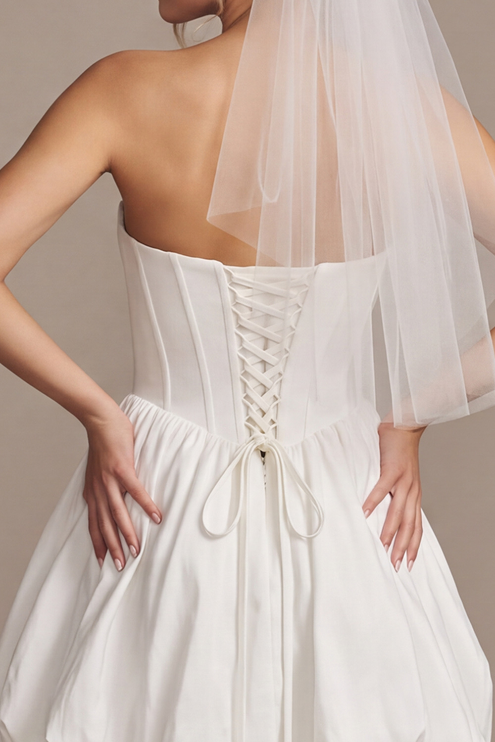 White Corset A Line Mini Wedding Dress