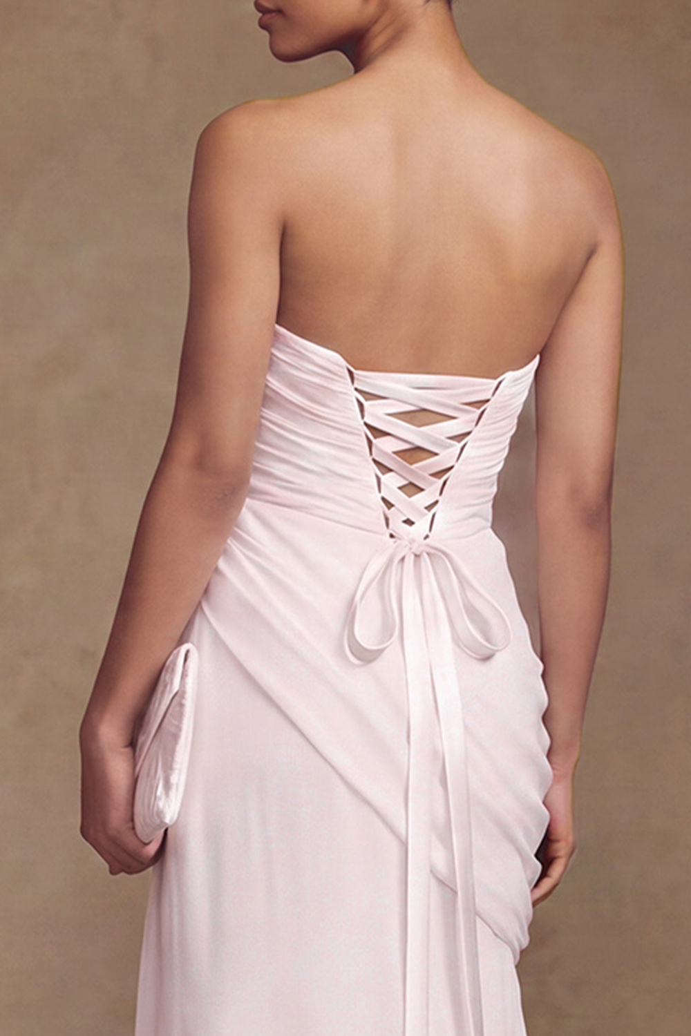 White Mermaid Sweetheart Ruched Sweep Train Chiffon Beach Wedding Dress