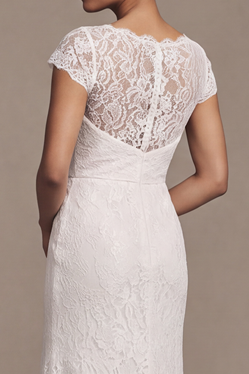 White Mermaid Sweep Train V-Neck Ruched Wedding Dress