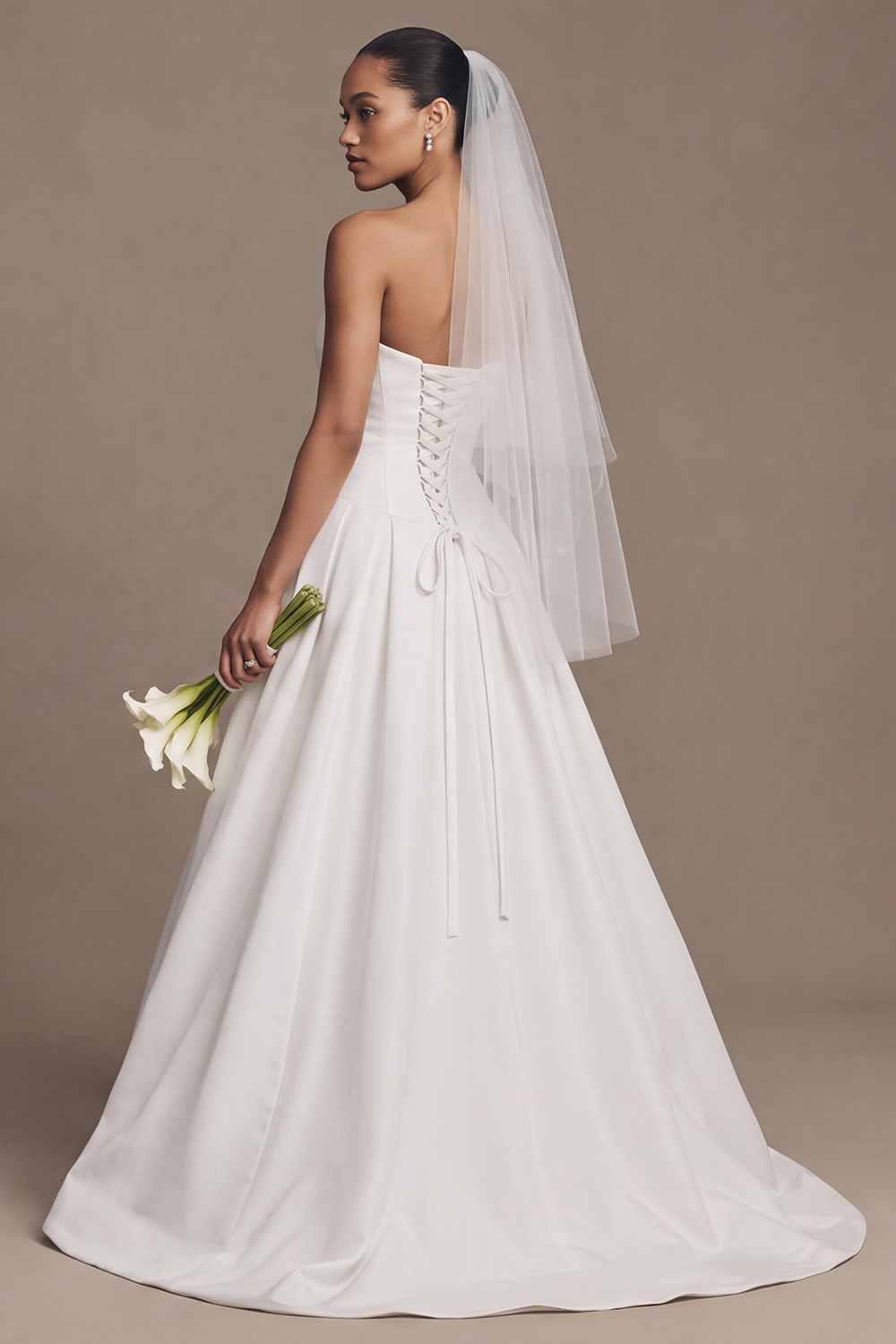 White A-Line Floor-Length Strapless Wedding Dress