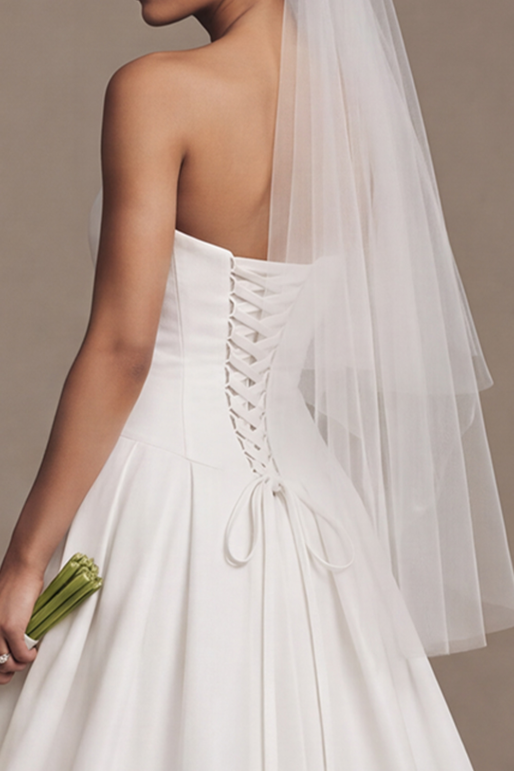 White A-Line Floor-Length Strapless Wedding Dress