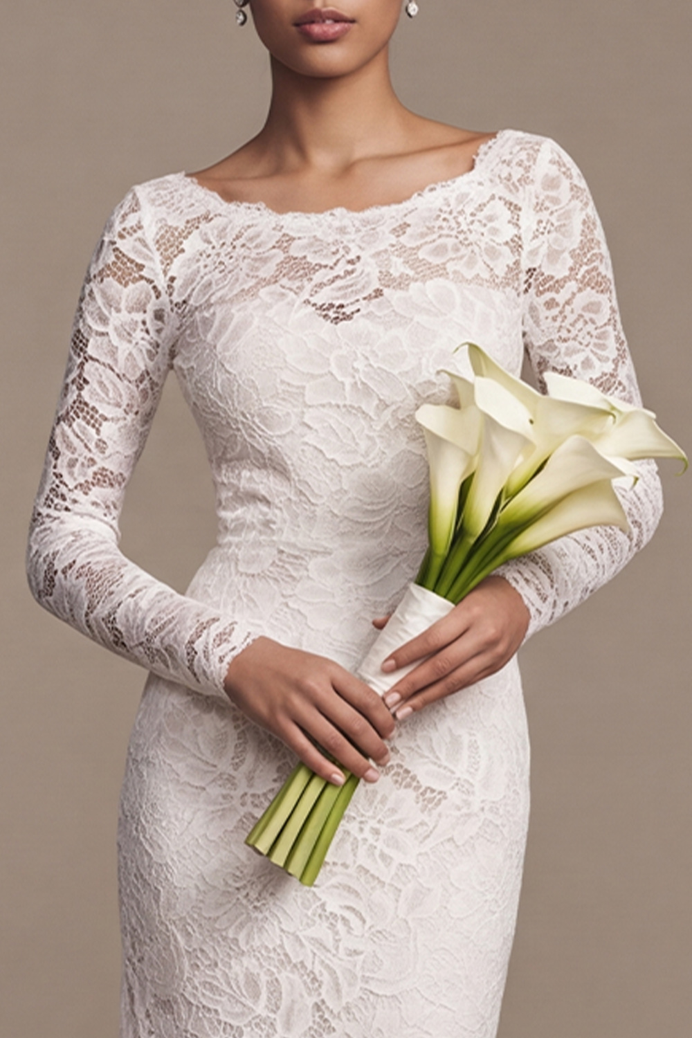 White Mermaid Floral Sweep Train Wedding Dress