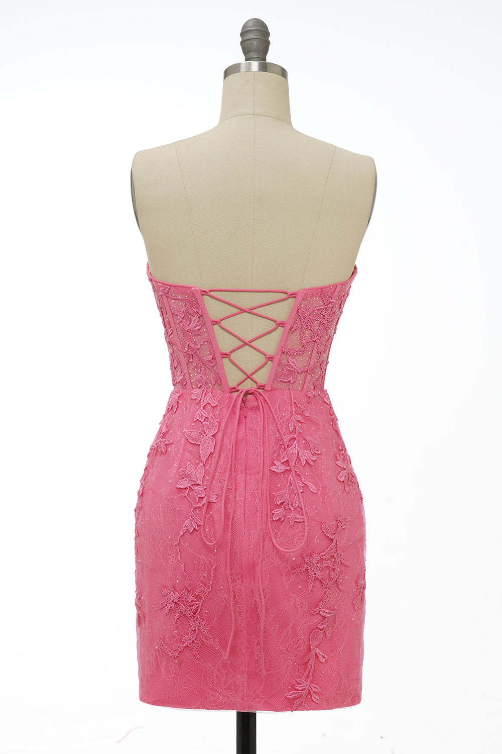 Pink Tight Short Homecoming Dress with Appliques