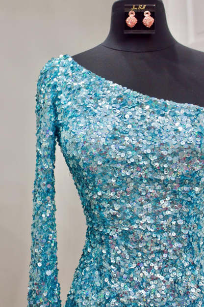One Shoulder Glitter Sequins Homecoming Dress