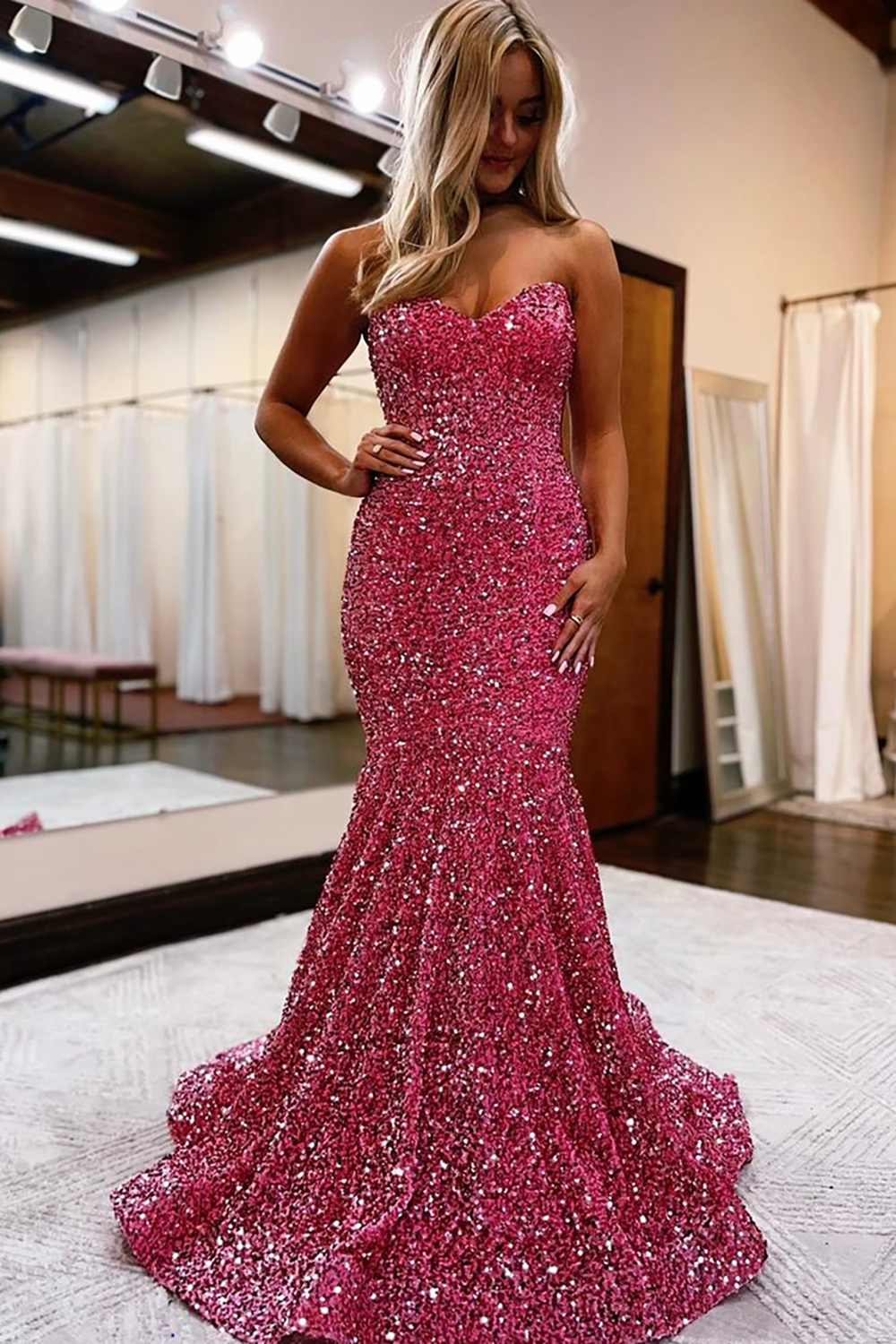 Sparkly Black Mermaid Sweetheart Prom Dress