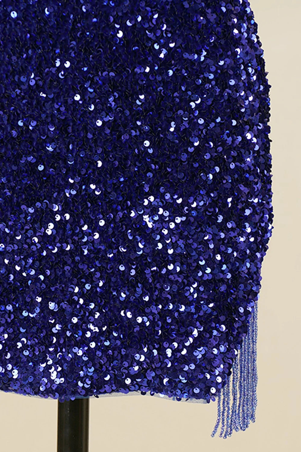 Royal Blue Sequined Tight Homecoming Dress with Fringes