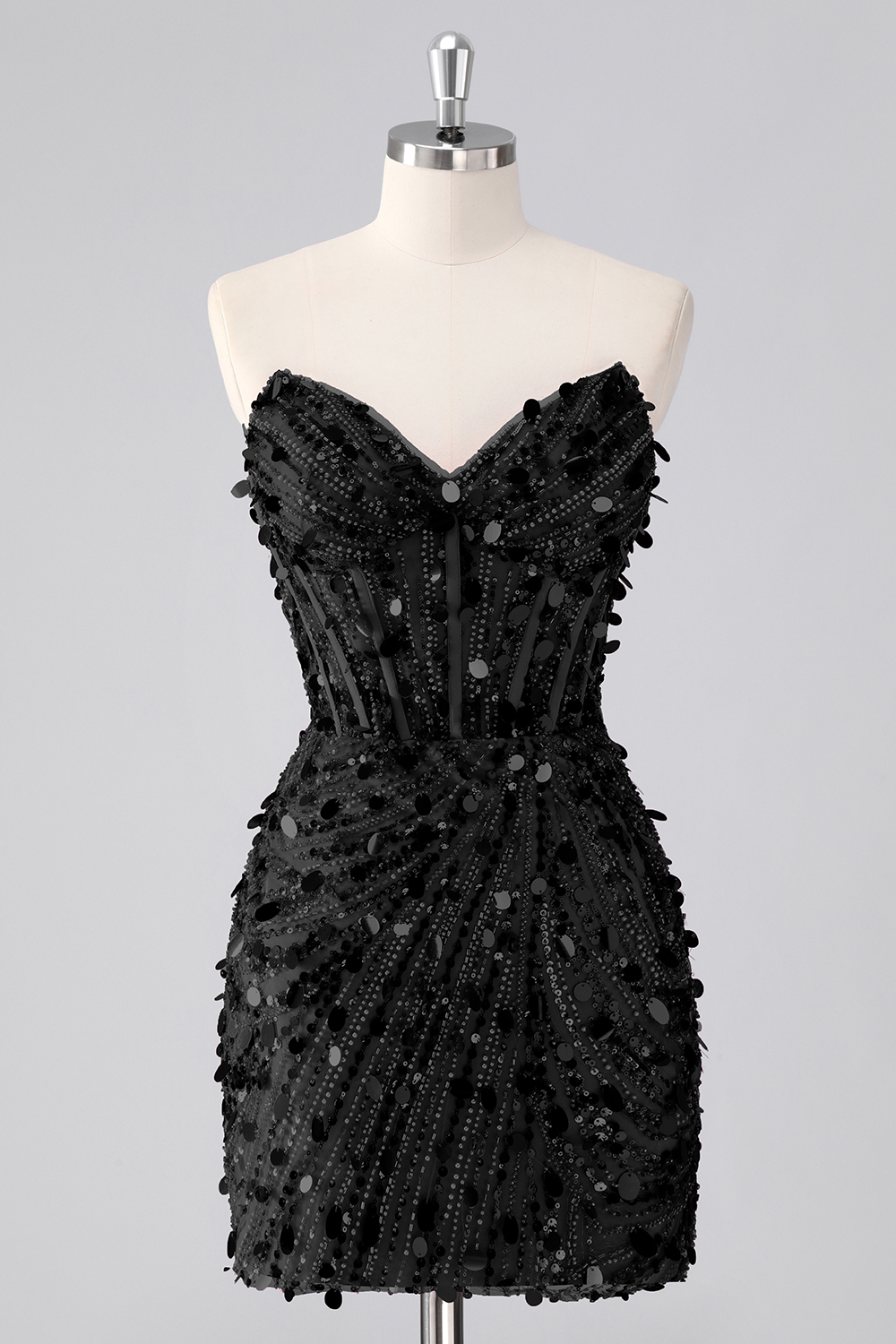 Sparkly Red Corset Beaded Strapless Tight Short Homecoming Dress