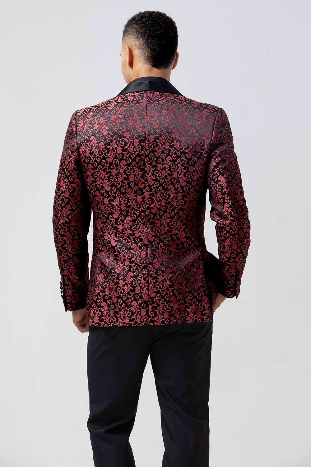 Red Jacquard 2 Pieces Shawl Lapel Men's Prom Suits