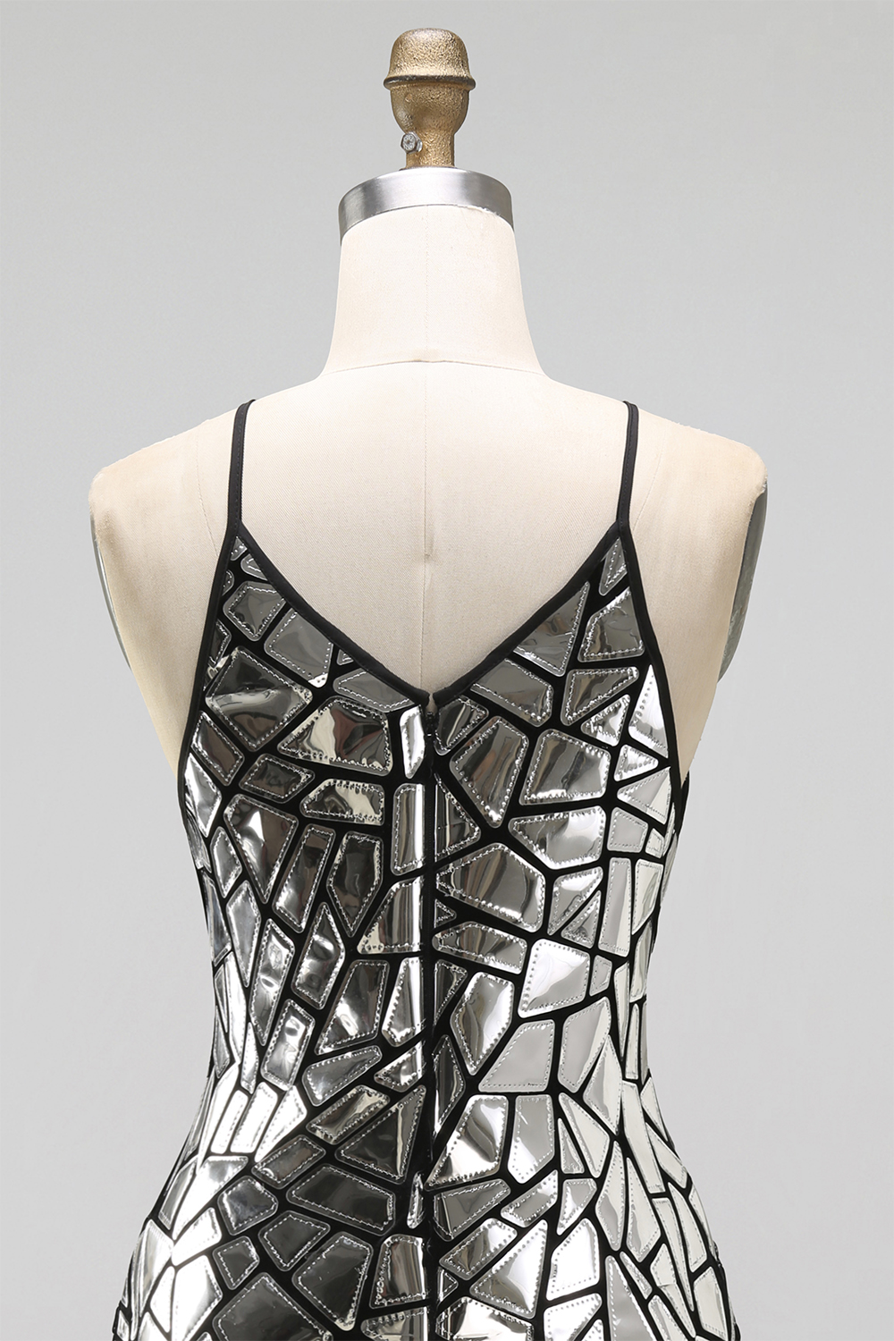 Silver Sparkly Mirror Tight Short Homecoming Dress