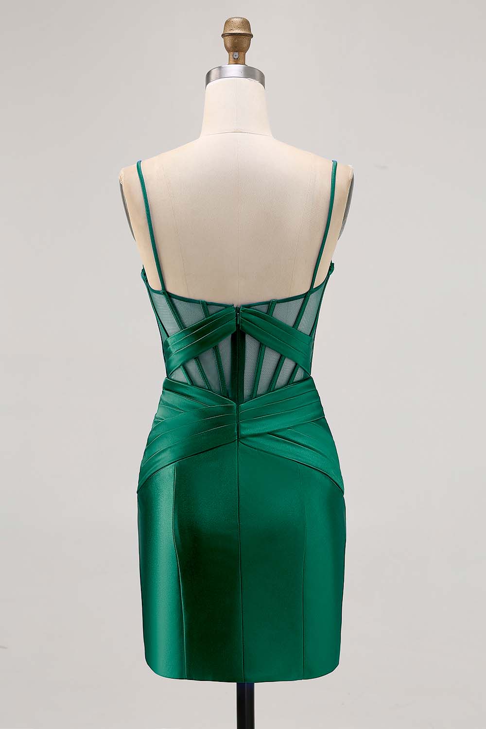 Royal Blue Satin Tight Ruched Short Corset Homecoming Dress with Slit