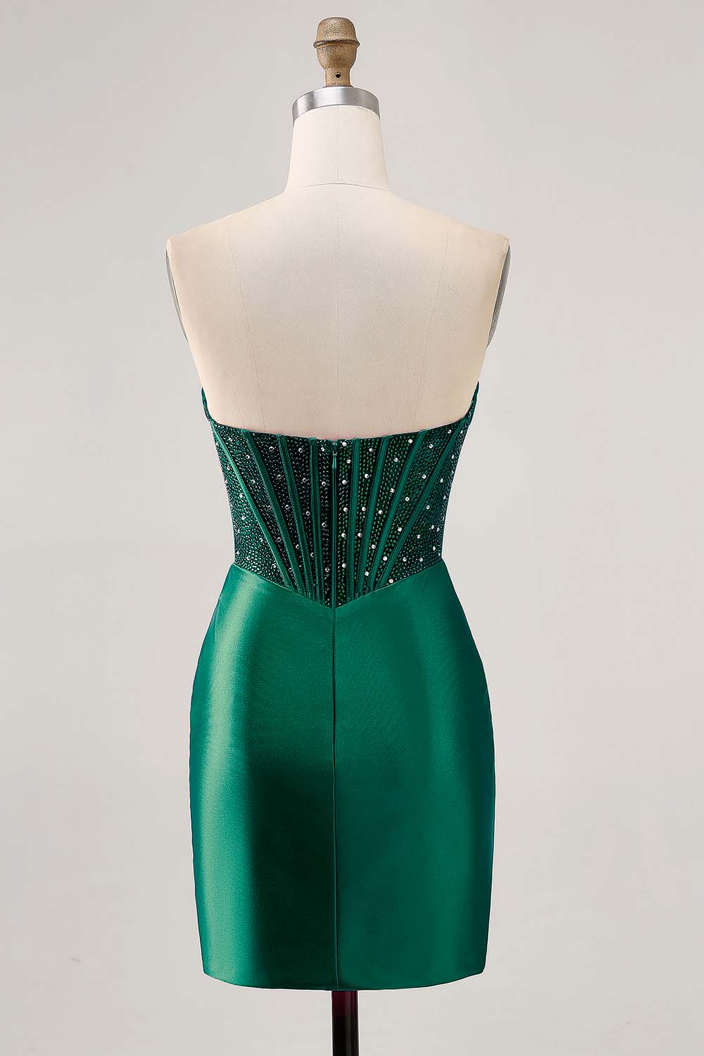 Sparkly Fuchsia Tight Corset Strapless Short Homecoming Dress with Beading