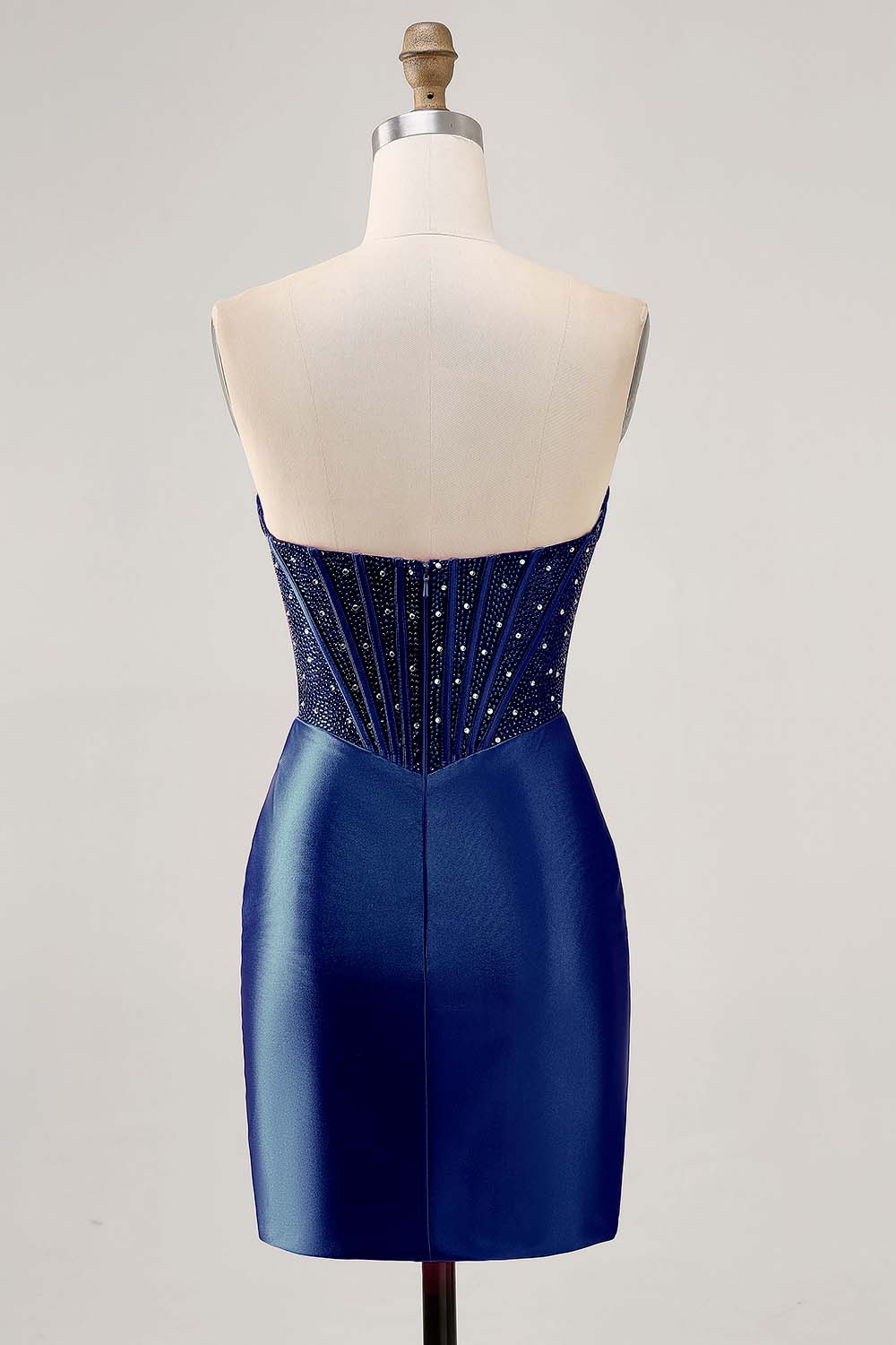 Sparkly Fuchsia Tight Corset Strapless Short Homecoming Dress with Beading