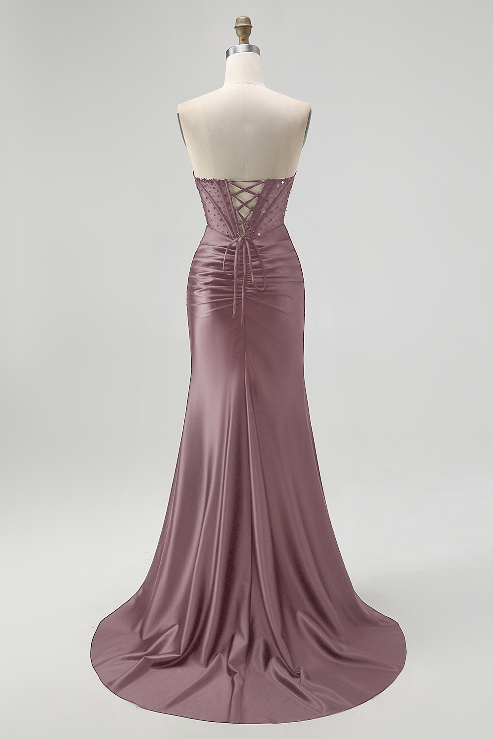 Sparkly Black Sweetheart Mermaid Satin Long Corset Prom Dress with Slit