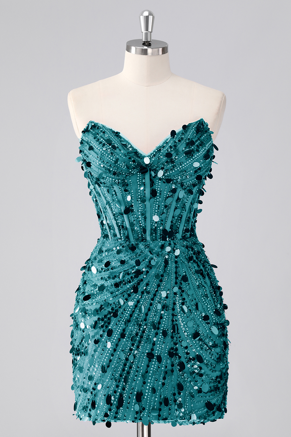 Sparkly Red Corset Beaded Strapless Tight Short Homecoming Dress