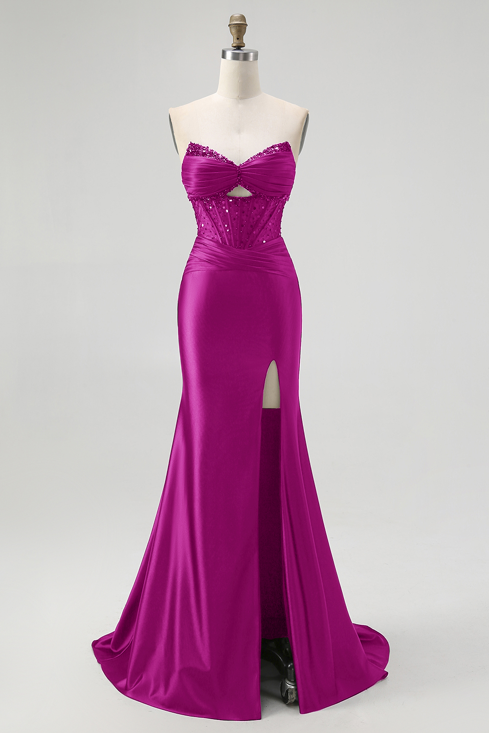 Sparkly Black Sweetheart Mermaid Satin Long Corset Prom Dress with Slit