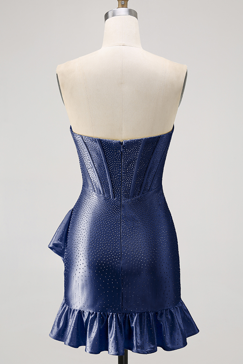 Sparkly Royal Blue Corset Ruffled Beaded Short Tight Homecoming Dress