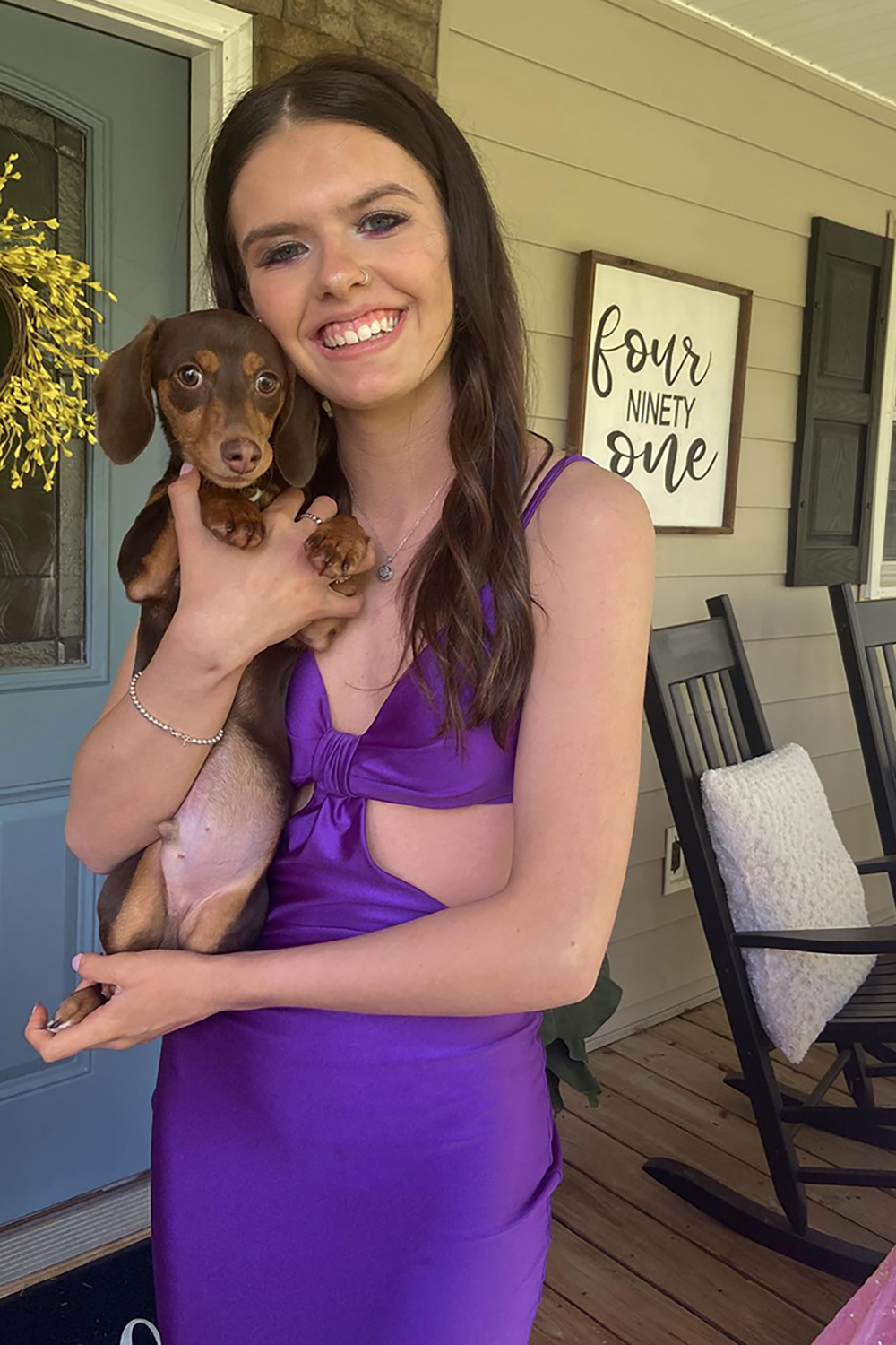 Spaghetti Straps Cut Out Red Long Prom Dress with Slit