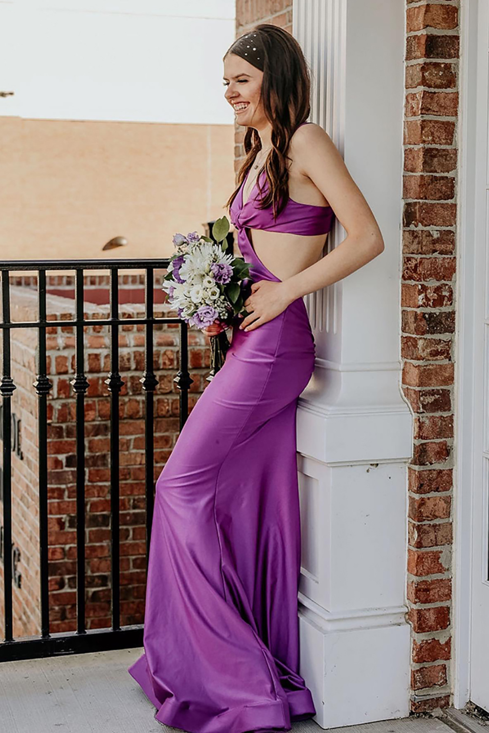Spaghetti Straps Cut Out Red Long Prom Dress with Slit