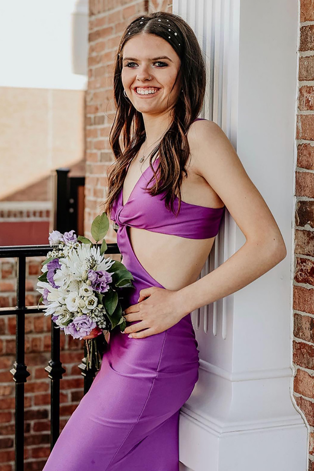 Spaghetti Straps Cut Out Red Long Prom Dress with Slit