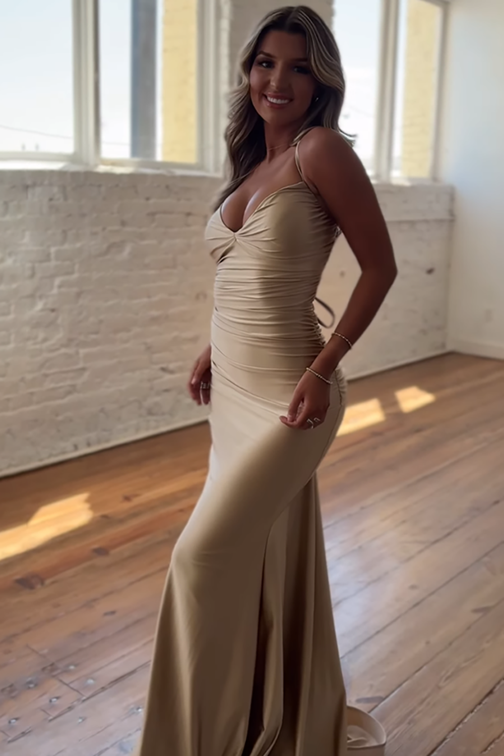 Light Blue Mermaid Lace-Up Back Satin Long Prom Dress