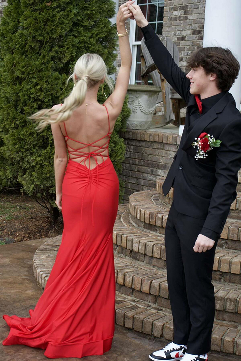 Light Blue Mermaid Lace-Up Back Satin Long Prom Dress