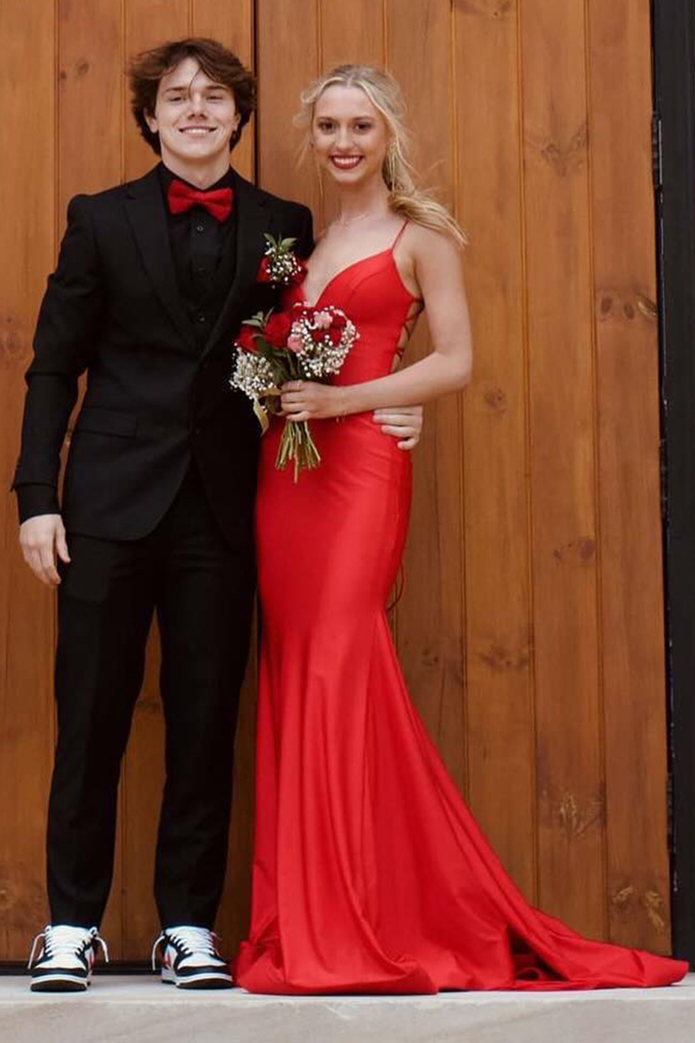 Light Blue Mermaid Lace-Up Back Satin Long Prom Dress