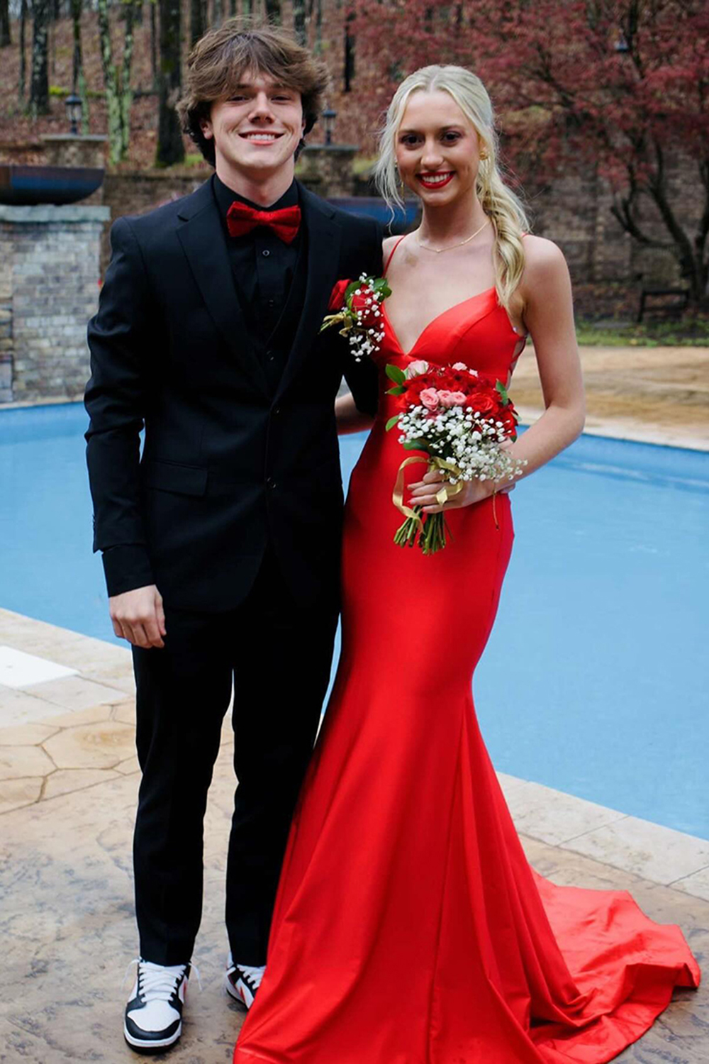 Light Blue Mermaid Lace-Up Back Satin Long Prom Dress