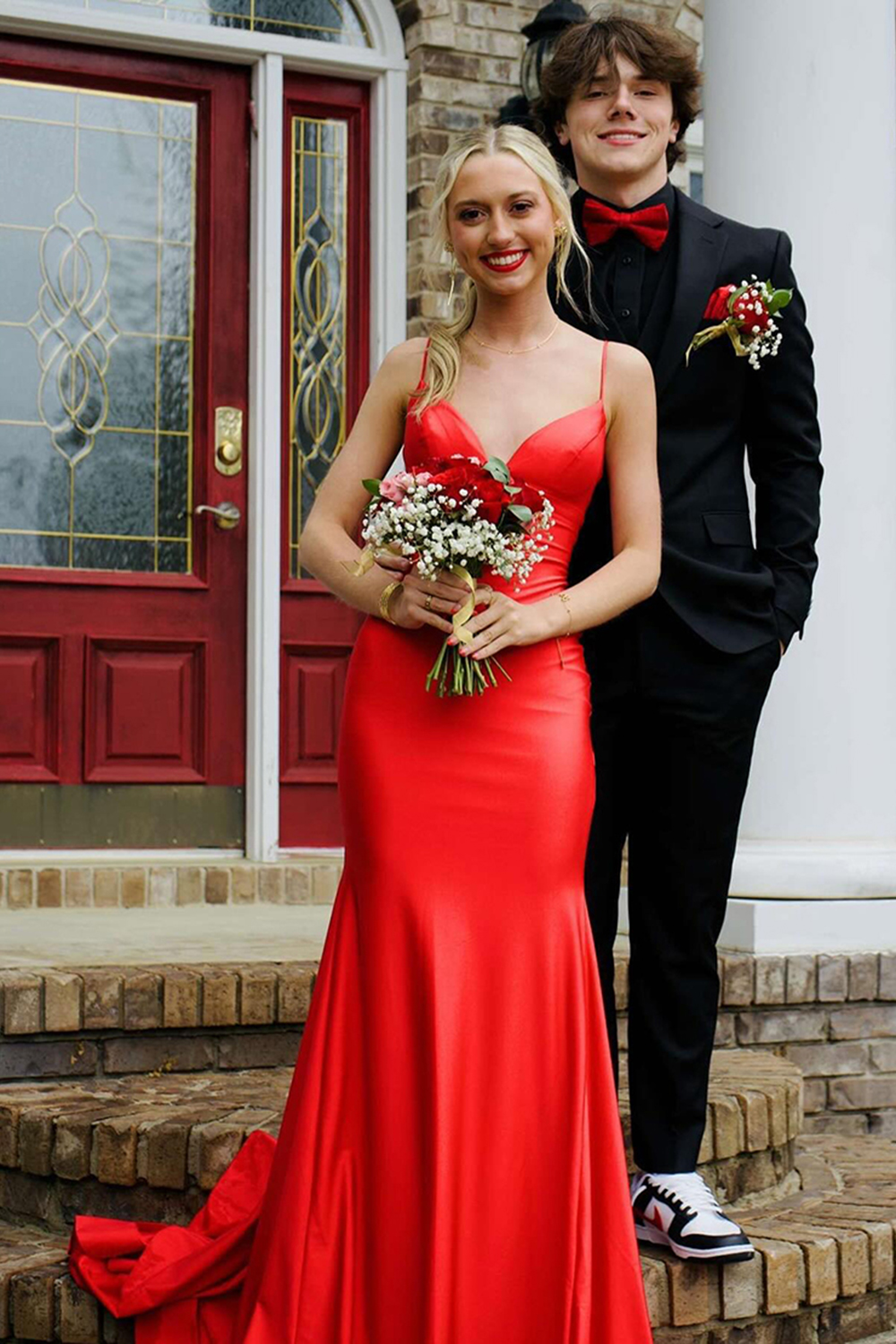 Light Blue Mermaid Lace-Up Back Satin Long Prom Dress