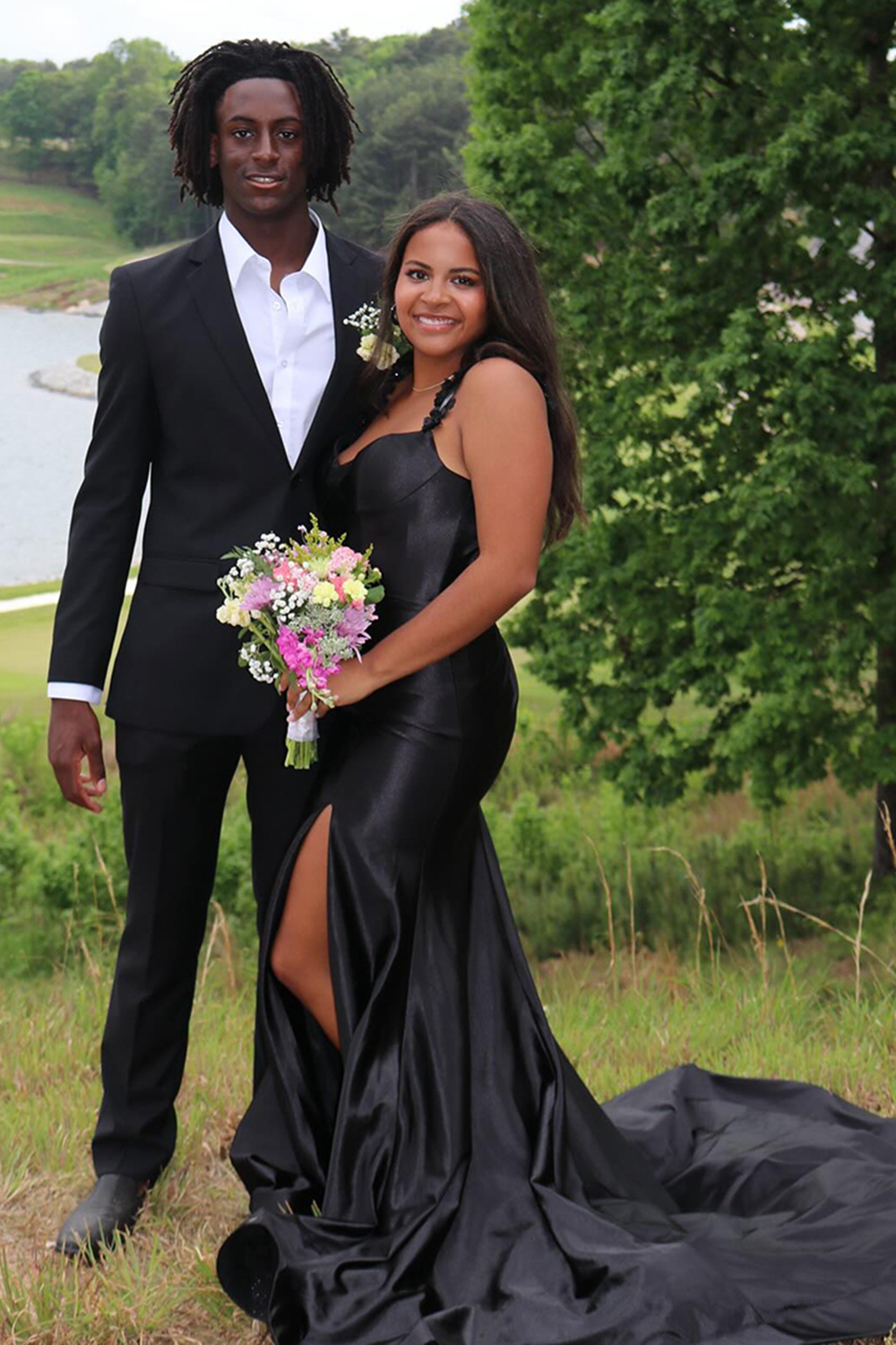 Red Spaghetti Straps Mermaid Satin Long Prom Dress with Slit