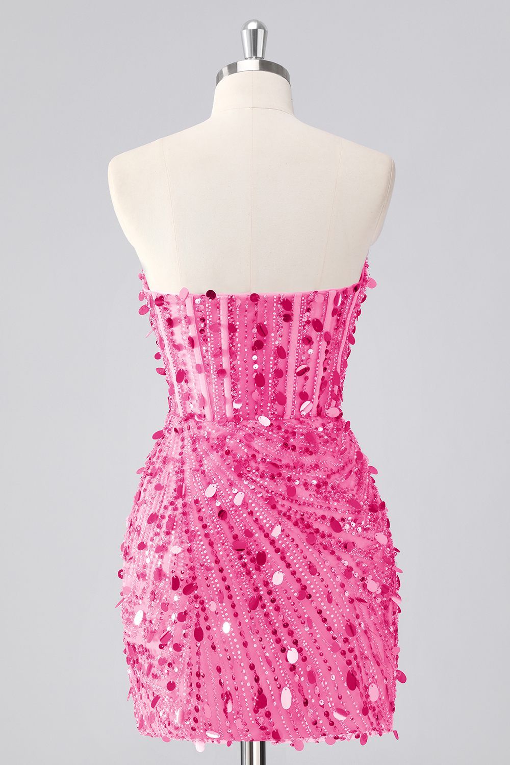 Sparkly Red Corset Beaded Strapless Tight Short Homecoming Dress