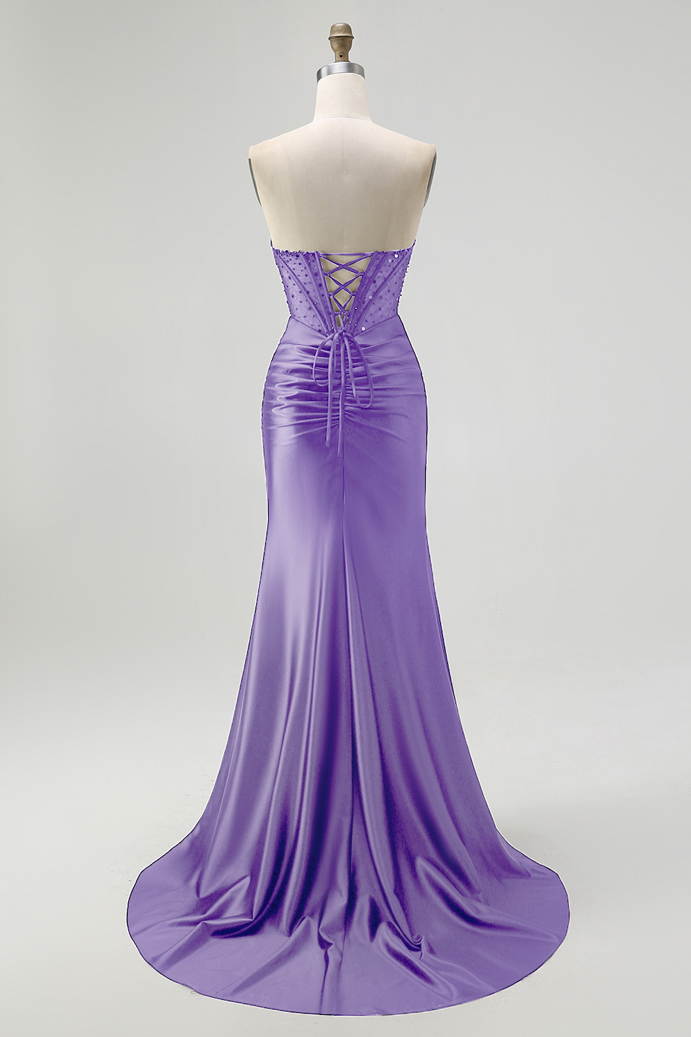 Sparkly Black Sweetheart Mermaid Satin Long Corset Prom Dress with Slit