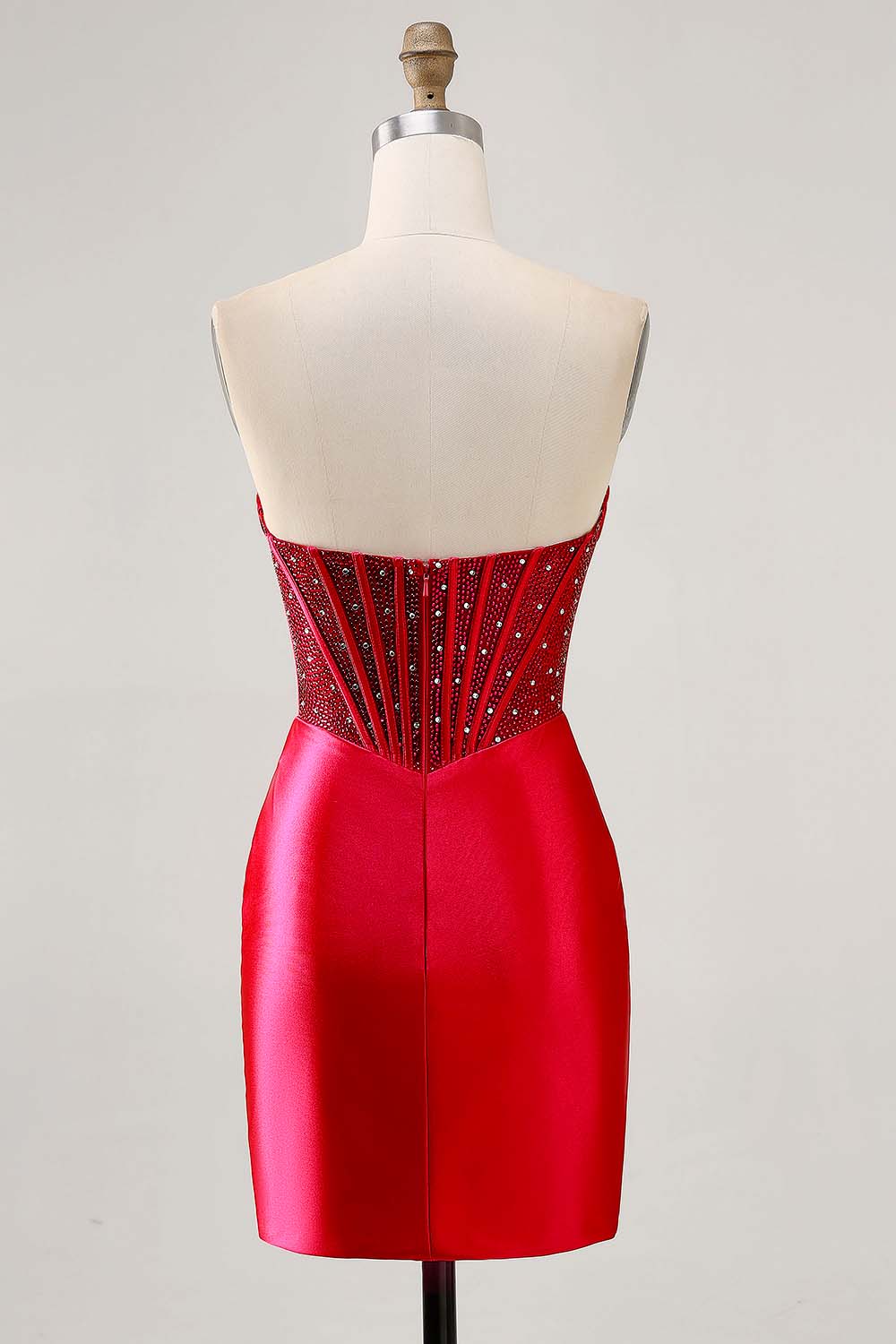 Sparkly Fuchsia Tight Corset Strapless Short Homecoming Dress with Beading