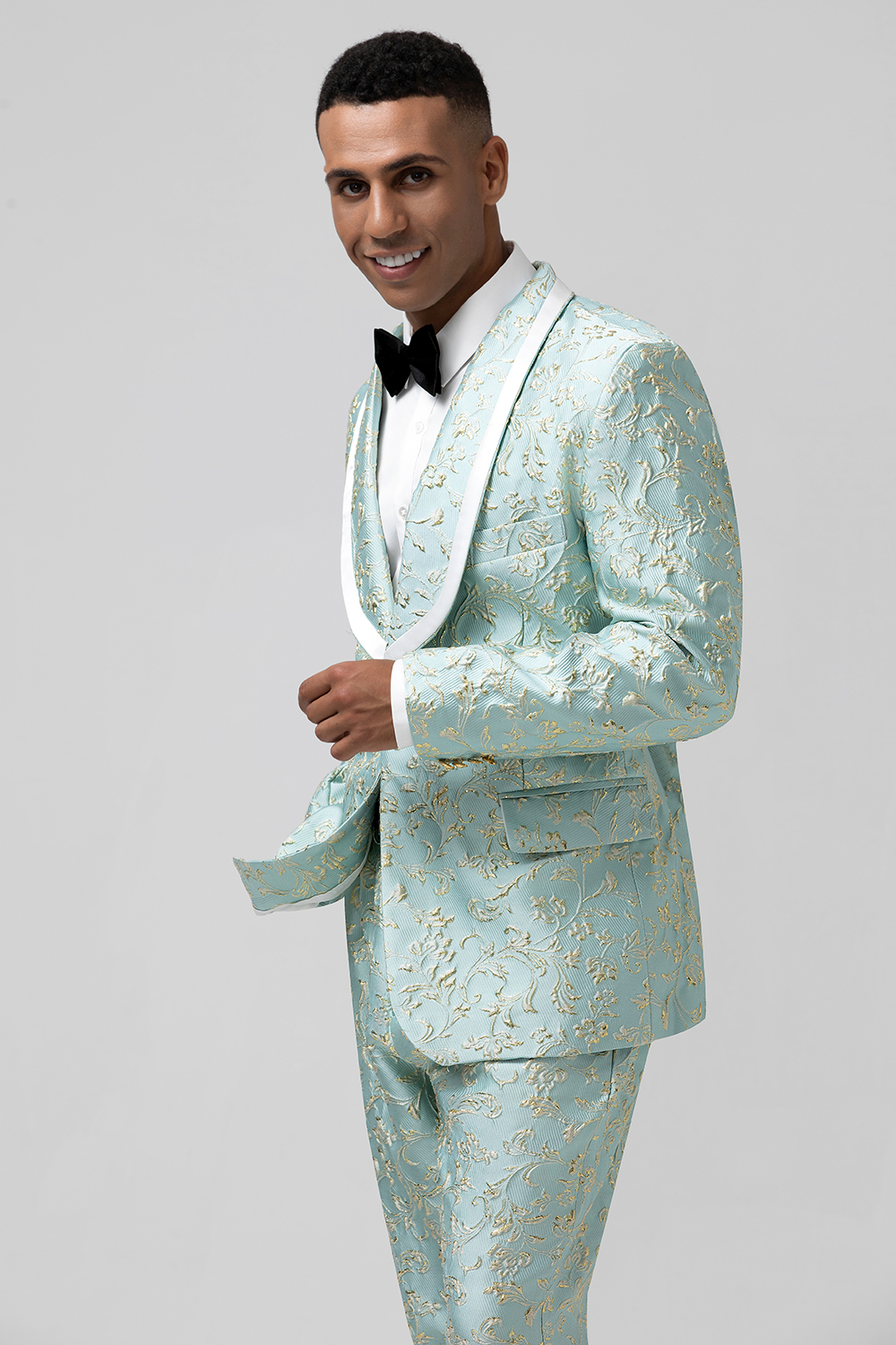 2 Pieces Mint Shawl Lapel Jacquard Men's Prom Suits