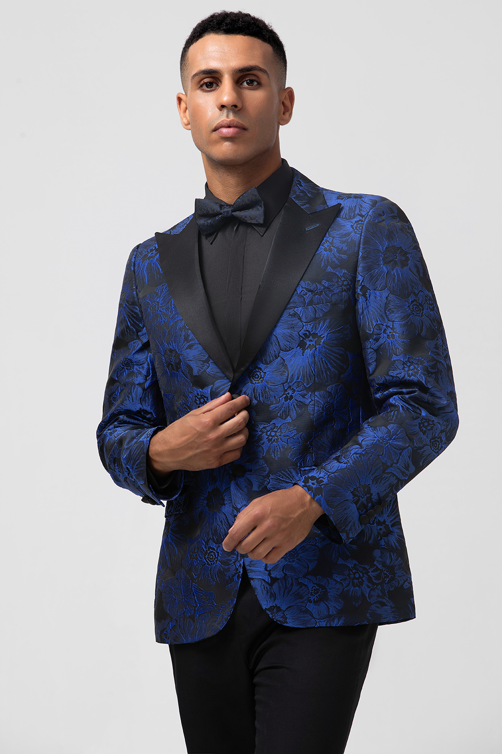 Royal Blue 2 Pieces Peak Lapel Jacquard Single Breasted Men's Prom Suits