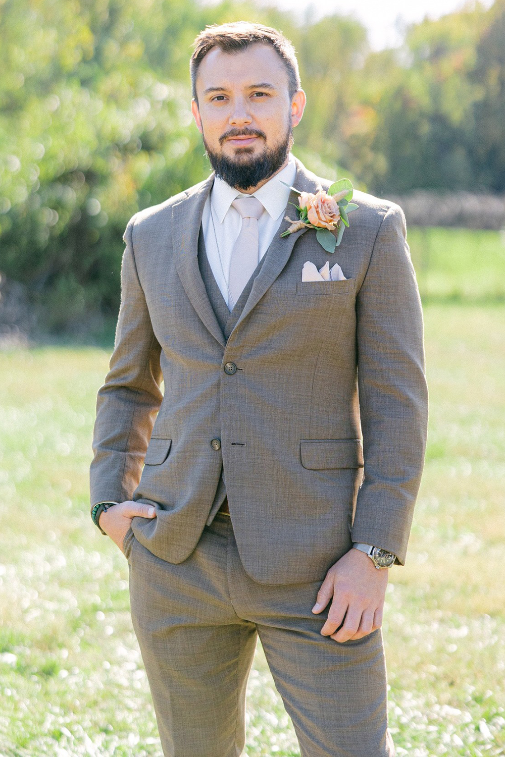 Grey 2 Piece Notched Lapel Men's Prom Suits