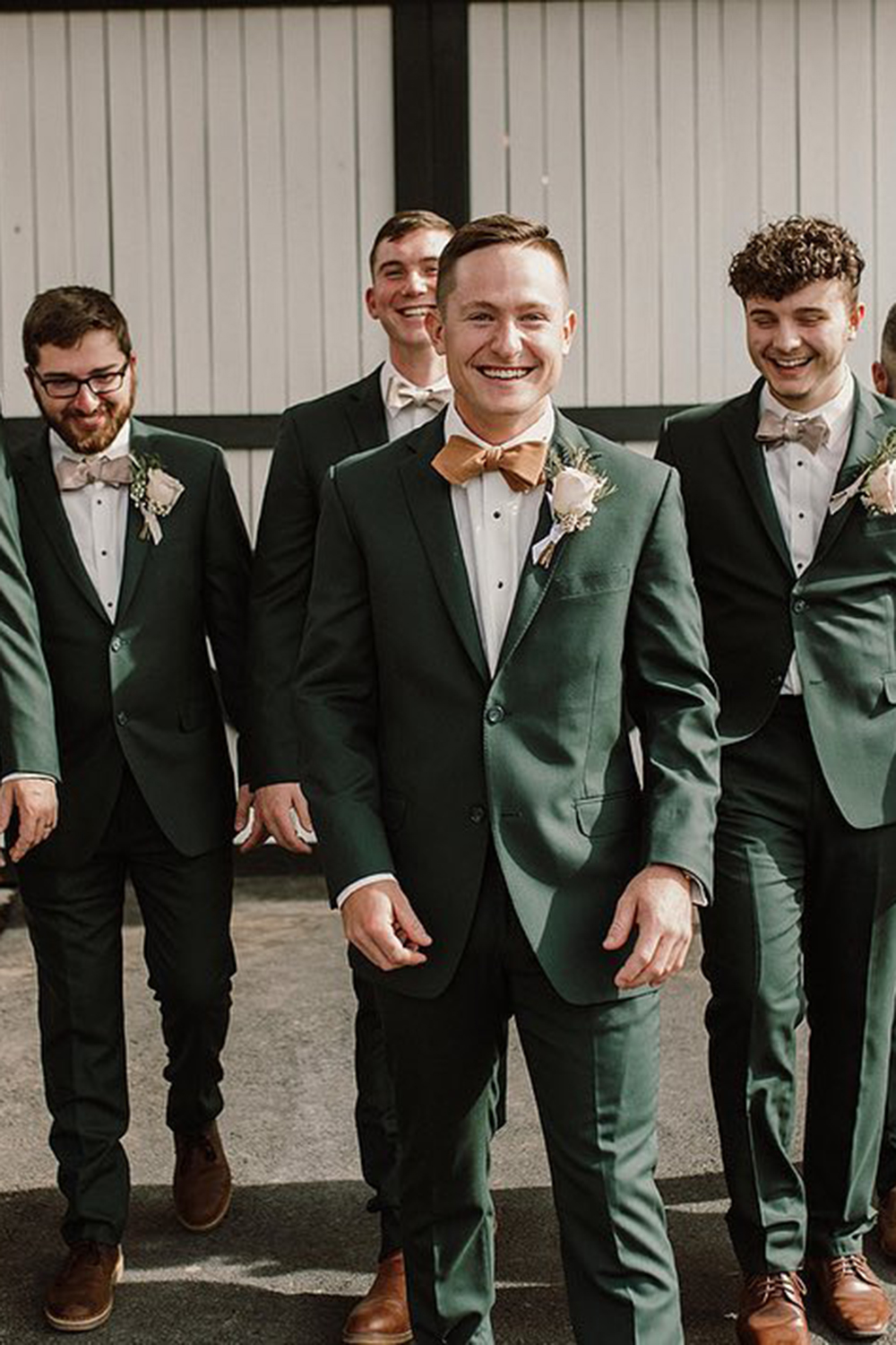 Dark Green 2 Piece Notched Lapel Men's Groom Suits