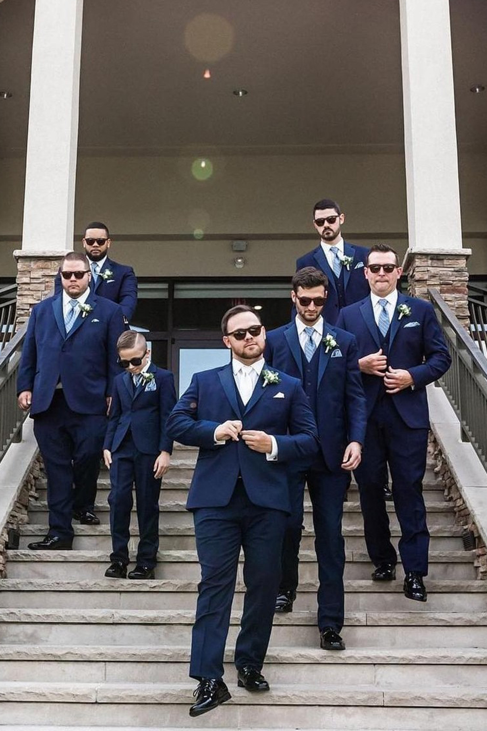 Navy 2 Piece Notched Lapel Single Breasted Men's Groom Suits