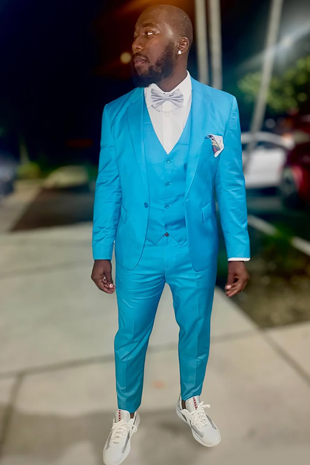 Blue 3 Piece One Button Notched Lapel Prom Homecoming Men's Suits