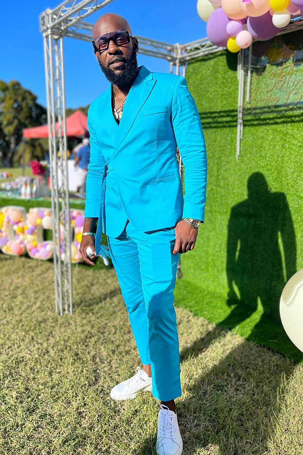 Blue 2 Piece One Button Prom Homecoming Men's Suits with Sash