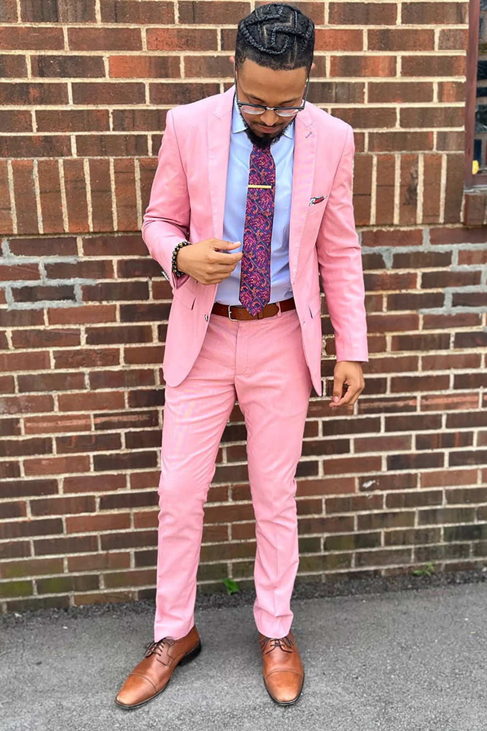 Pink Peak Lapel 2 Piece Single Breasted Prom Homecoming Men's Suits