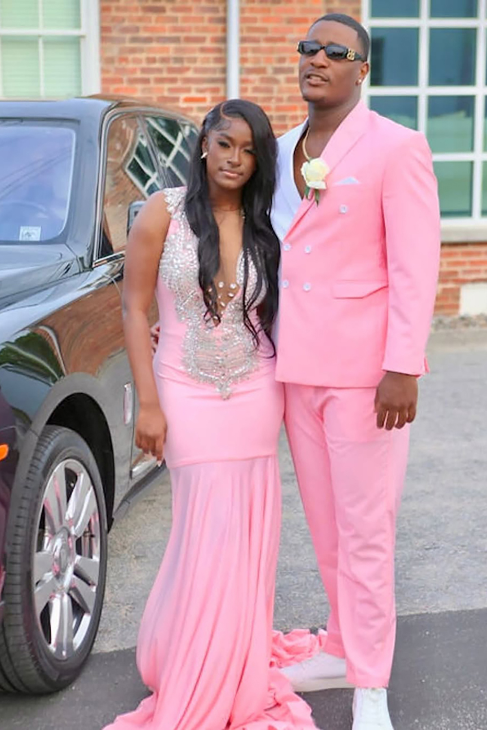 Pink and White 2 Piece Double Breasted Prom Homecoming Men's Suits