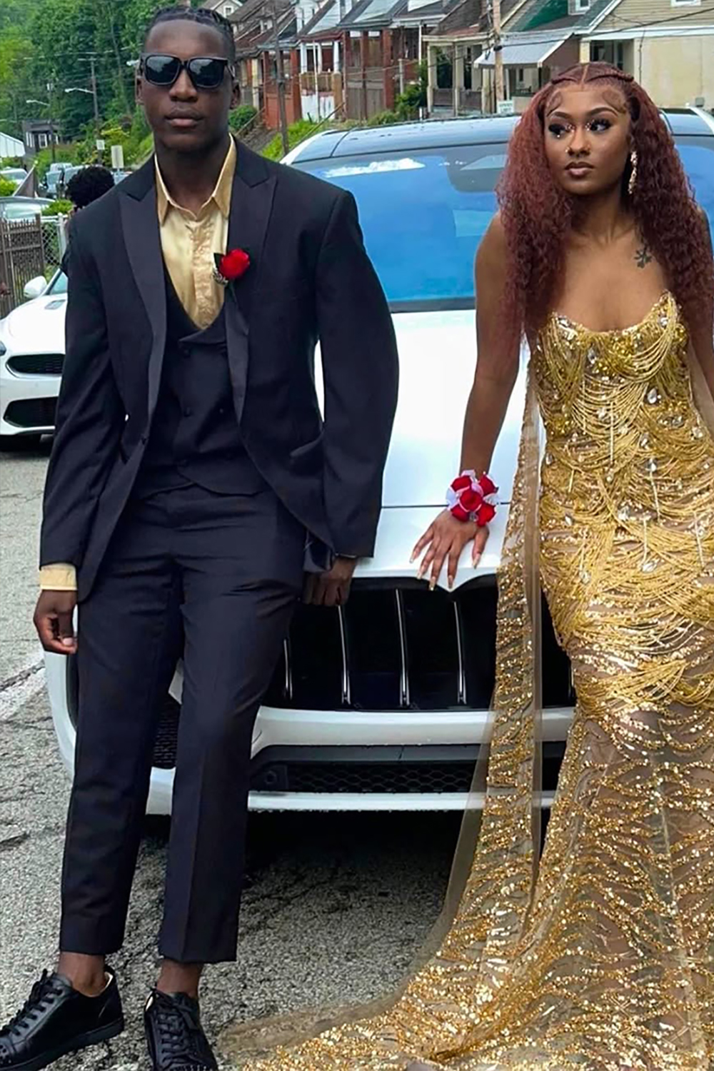 Black Peak Lapel 3 Piece Prom Homecoming Men's Suits