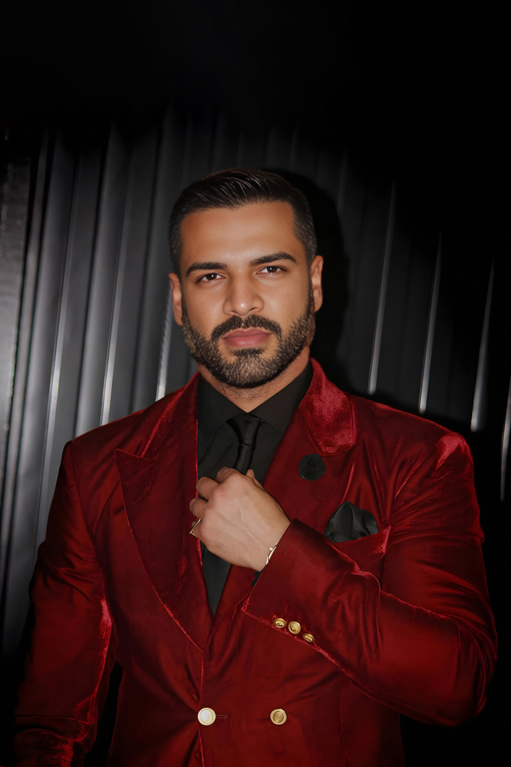 Red Velevt Peak Lapel Double Breasted Men's Prom Homecoming Blazer