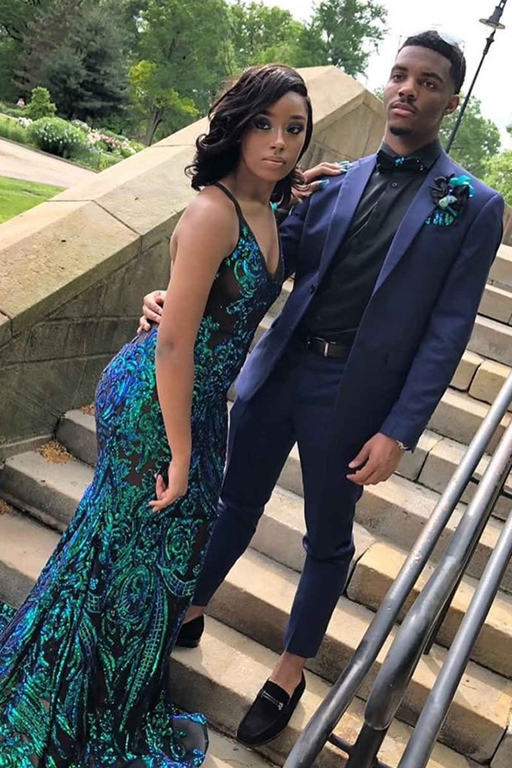 Navy Notched Lapel Slim Fit 2 Piece Men's Prom Homecoming Suits