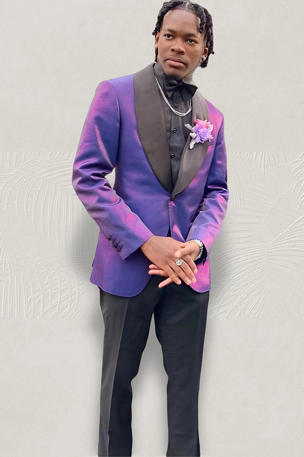 Purple Shawl Lapel Slim Fit 2 Piece Men's Prom Homecoming Suits