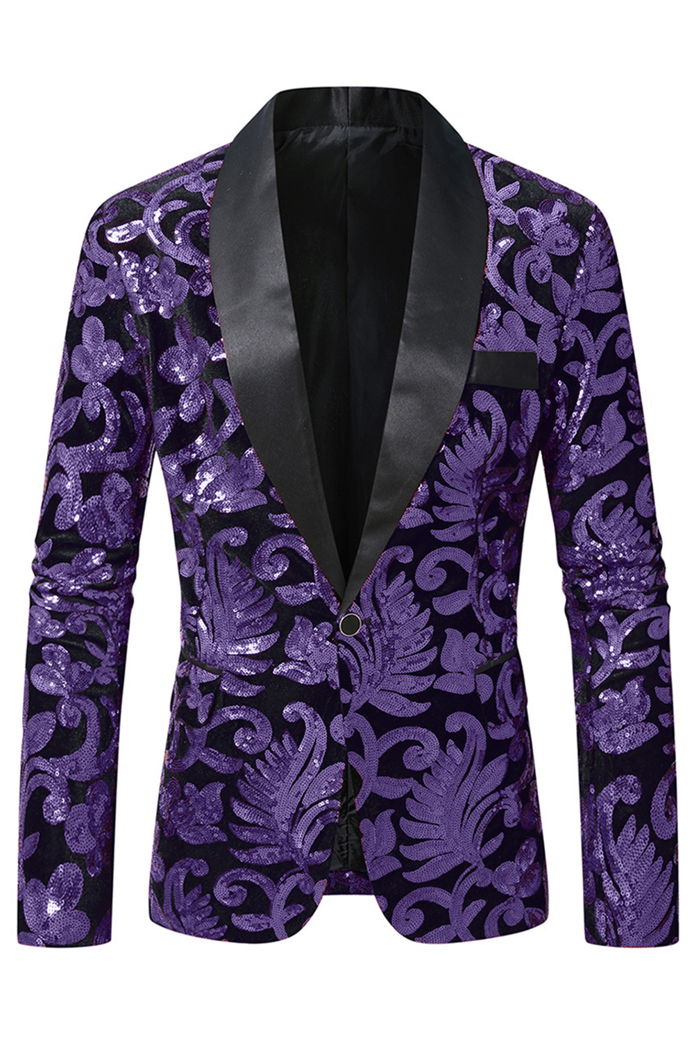 Sparkly Purple Shawl Lapel Slim Fit 2 Piece Men's Prom Homecoming Suits