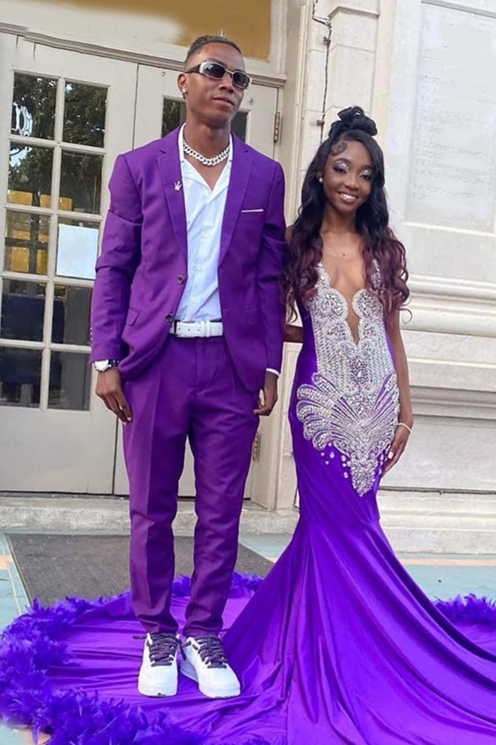 Purple Notched Lapel Slim Fit 2 Piece Men's Prom Homecoming Suits